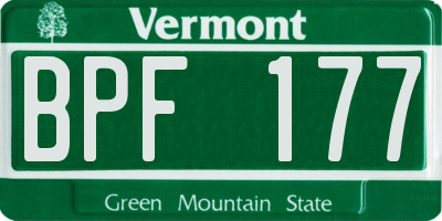 VT license plate BPF177