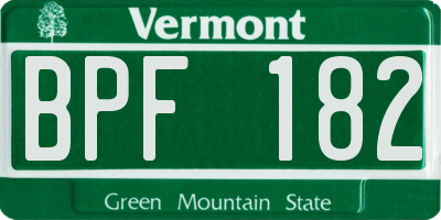 VT license plate BPF182
