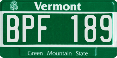 VT license plate BPF189