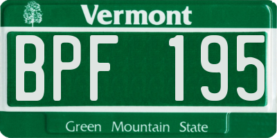 VT license plate BPF195