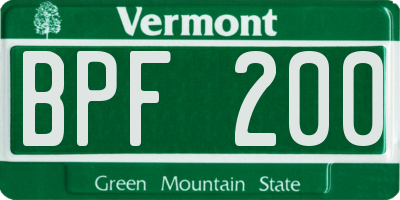 VT license plate BPF200