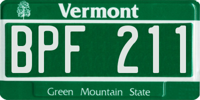 VT license plate BPF211