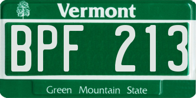 VT license plate BPF213
