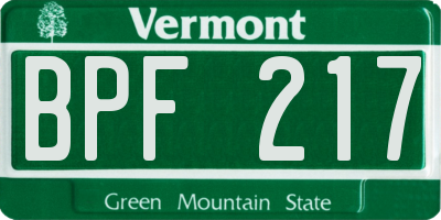 VT license plate BPF217