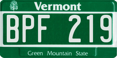 VT license plate BPF219