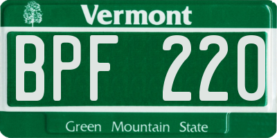 VT license plate BPF220