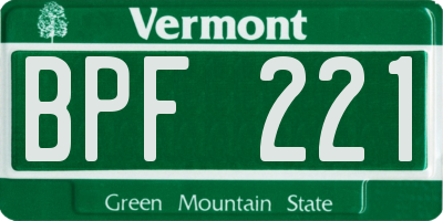 VT license plate BPF221