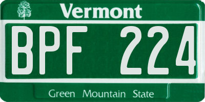 VT license plate BPF224