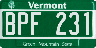 VT license plate BPF231