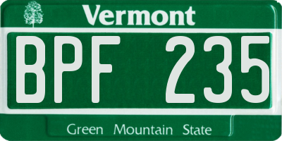 VT license plate BPF235