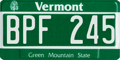 VT license plate BPF245