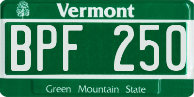 VT license plate BPF250