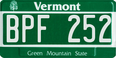 VT license plate BPF252