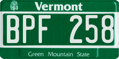 VT license plate BPF258