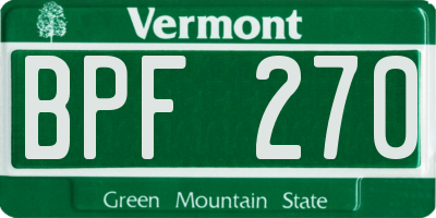 VT license plate BPF270