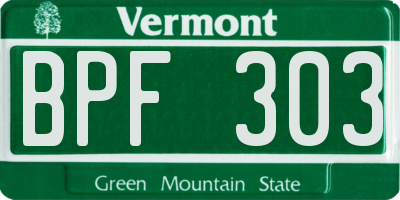 VT license plate BPF303