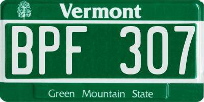 VT license plate BPF307