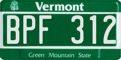 VT license plate BPF312