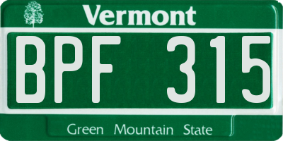 VT license plate BPF315
