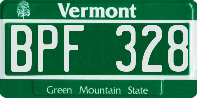 VT license plate BPF328