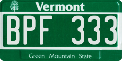 VT license plate BPF333