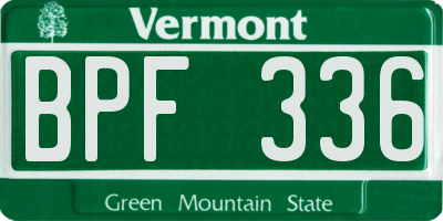 VT license plate BPF336