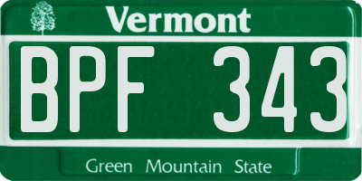VT license plate BPF343