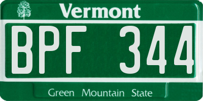 VT license plate BPF344