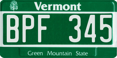 VT license plate BPF345