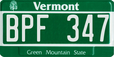 VT license plate BPF347