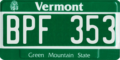VT license plate BPF353