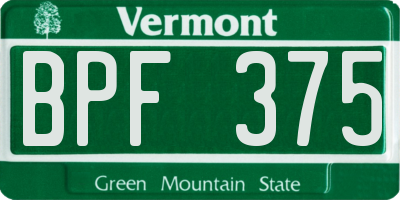 VT license plate BPF375