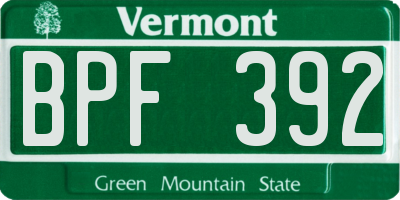VT license plate BPF392