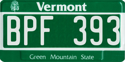 VT license plate BPF393