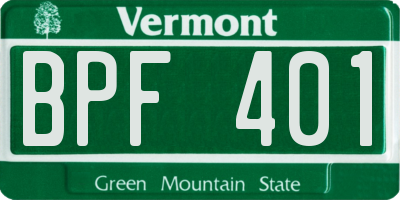 VT license plate BPF401