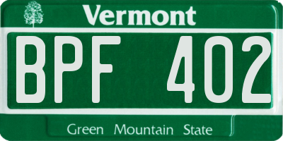 VT license plate BPF402