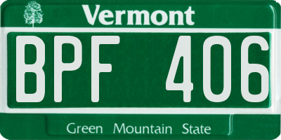 VT license plate BPF406