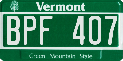 VT license plate BPF407