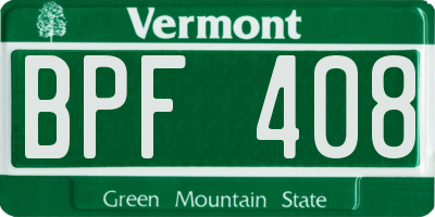 VT license plate BPF408