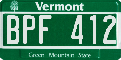 VT license plate BPF412