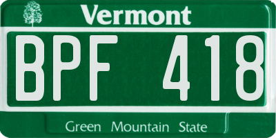 VT license plate BPF418