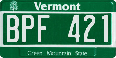 VT license plate BPF421