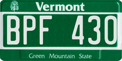 VT license plate BPF430