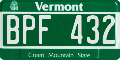 VT license plate BPF432
