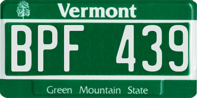VT license plate BPF439