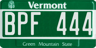 VT license plate BPF444