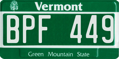 VT license plate BPF449