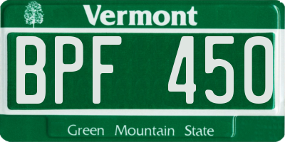 VT license plate BPF450
