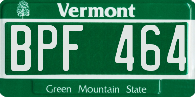 VT license plate BPF464