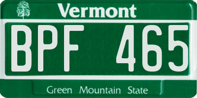 VT license plate BPF465